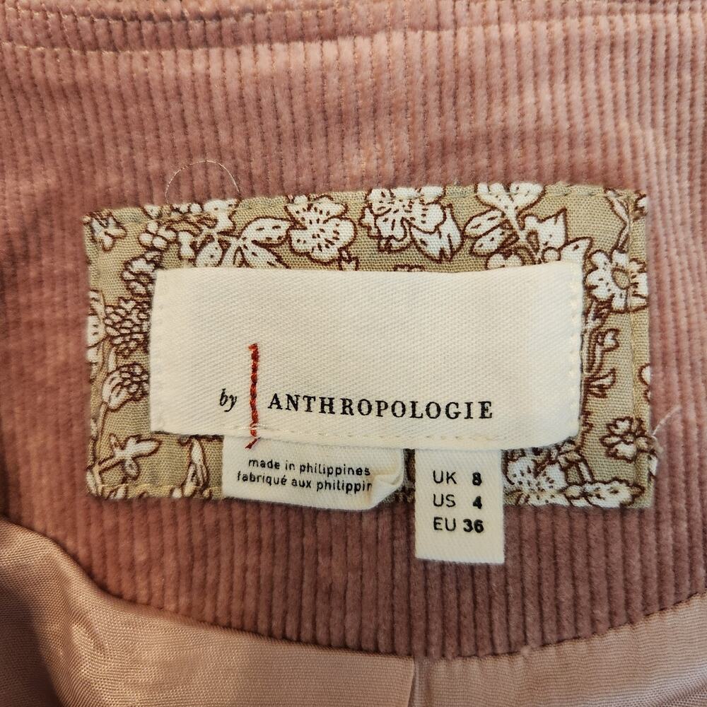 By Anthropologie Vest Sz 4 Womens Corduroy Maeve Pink Buttonup Crop Boho Casual - Picture 14 of 16